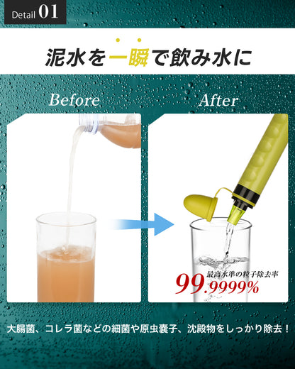 GreeShow 携帯浄水器 ｜アウトドア サバイバル浄水器 日本正規品災害グッズミニ 軽量コンパクト GS-282
