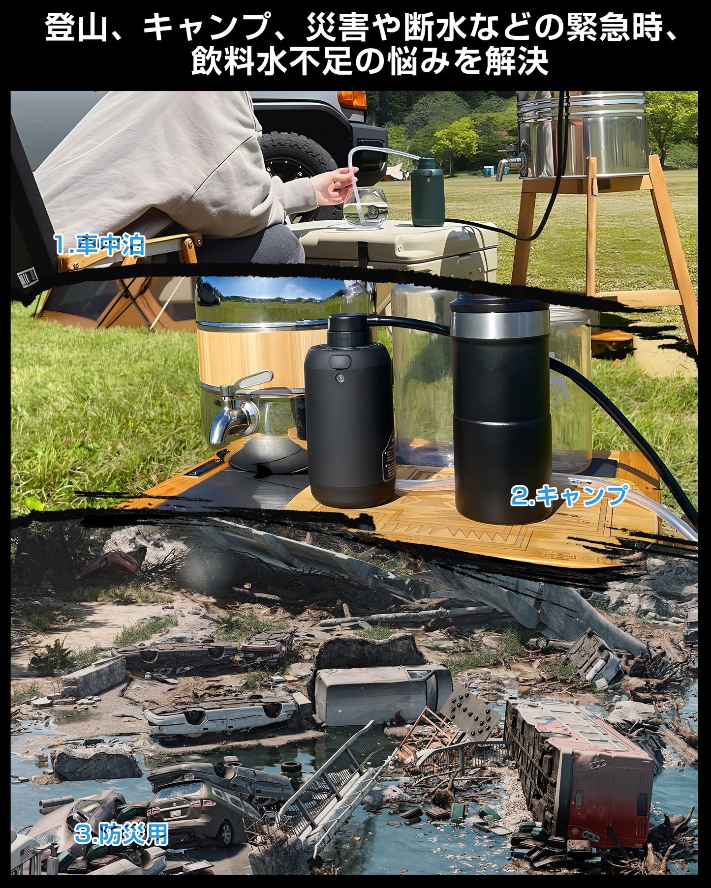 【Greeshow】携帯浄水器｜アウトドア＆災害対策用｜USB電動｜GS-2801フィルター 2個セット