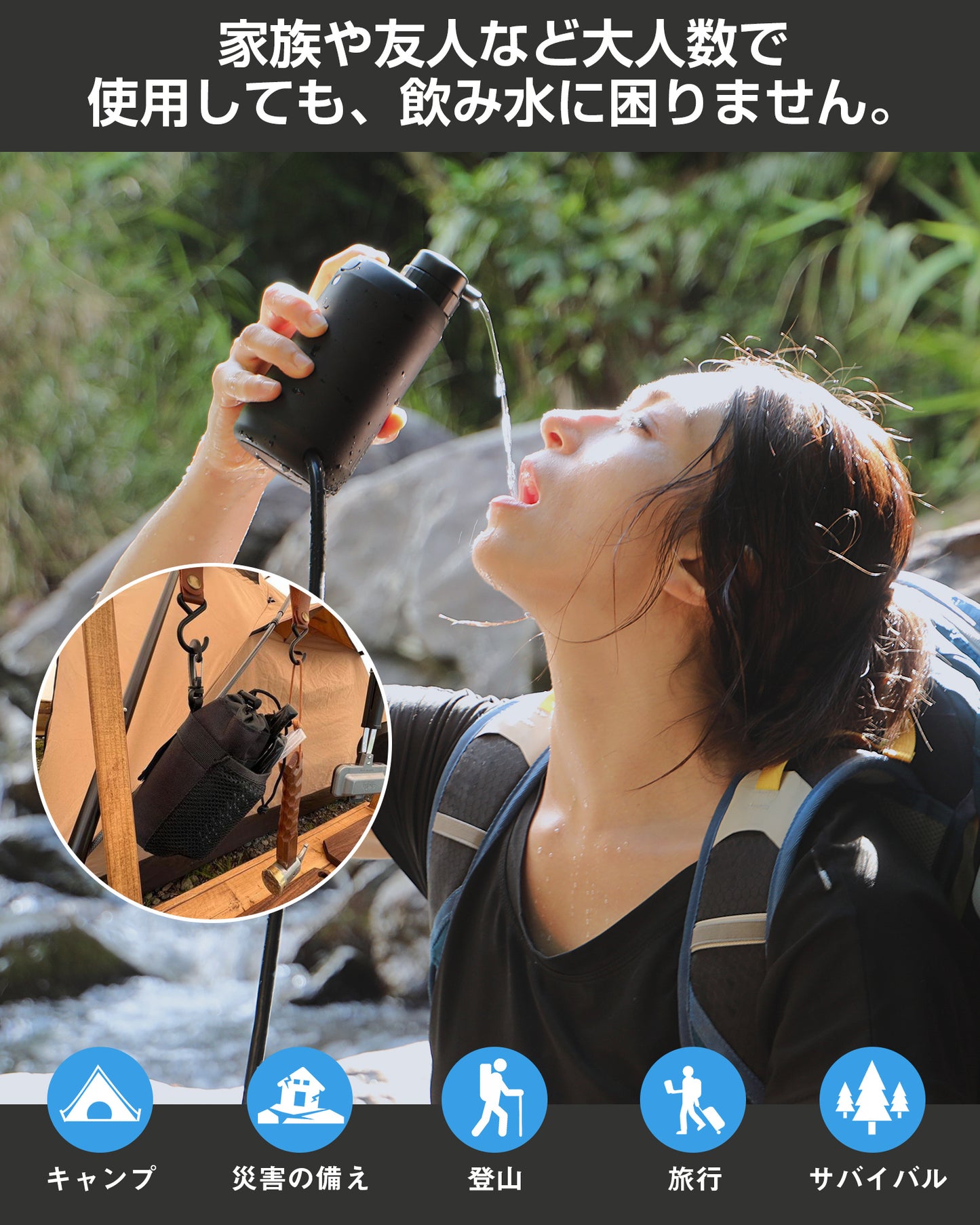 【Greeshow】携帯浄水器｜アウトドア＆災害対策用｜USB電動｜GS-2801フィルター 2個セット