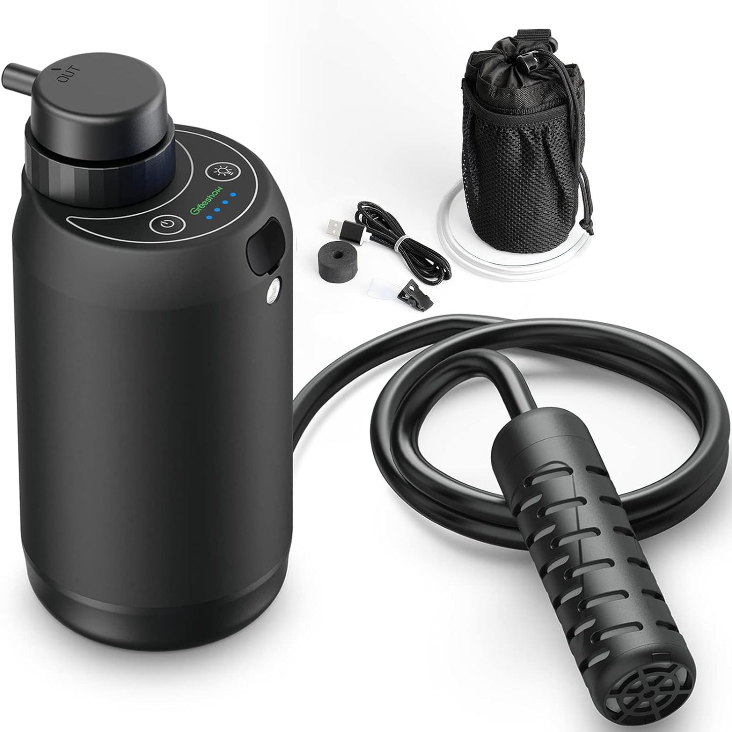 GreeShow 電動携帯浄水器｜アウトドア サバイバル浄水器 USB電動 災害防災用  GS-2801インクグリーン