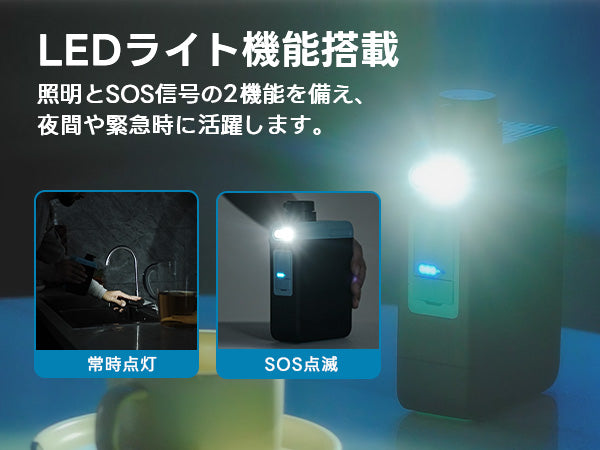 【業界最新&手動ボンプ付き】Greeshow 携帯浄水器 アウトドア 浄水器 電動浄水器 日本正規品 ソーラー充電可能 濾過器 飲み水 災害 防災士推奨 サバイバル浄水器 スマホ充電機能 高輝度LEDライト付き SOSモード 緊急停電対策 防災グッズ キャンプ/登山/地震/防災用 軽量・コンパクト PSE認証済み GS-2809