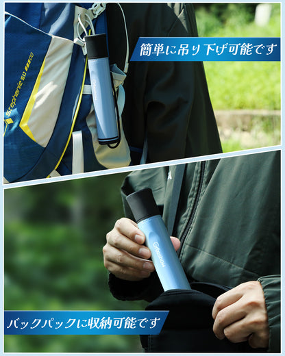 Greeshow 携帯浄水器 【防災士推奨】防災用・アウトドア対応｜フィルター交換可能｜厚生労働省水質実証済み｜軽量コンパクト設計 GS-285