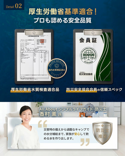 Greeshow 携帯浄水器｜フィルター交換不要の8000L非常用浄水ボトル GS-288（ホイッスルライト付き）
