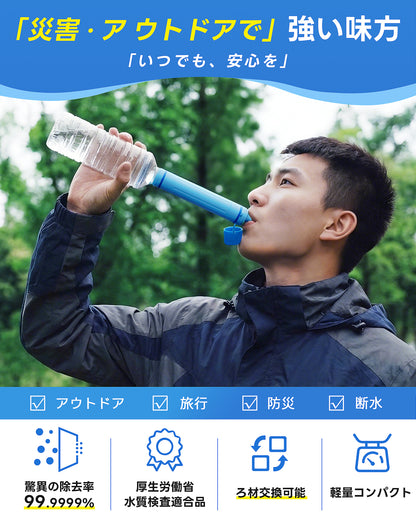 Greeshow 携帯浄水器ストロー型 ｜ストロー型携帯浄水器 濾過器 アウトドア キャンプ 非常用 防災グッズ 簡易浄水器 登山用 地震 災害用 軽量コンパクト BPAフリー フィルター交換可能 再利用可能 【日本正規品】GS-28H1