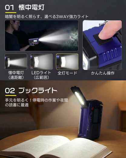 Greeshow 防災ラジオ 多機能 手回しラジオ デジタル選局 FM/AM/SWラジオ 高感度 5000mAh usb充電式 ソーラー充電 SOSサイレン 防災グッズ 災害用 小型 携帯 キャンプ 緊急用 非常用 防水 スマホ急速充電可能 懐中電灯 防災士推奨 GS-2901 ブルー